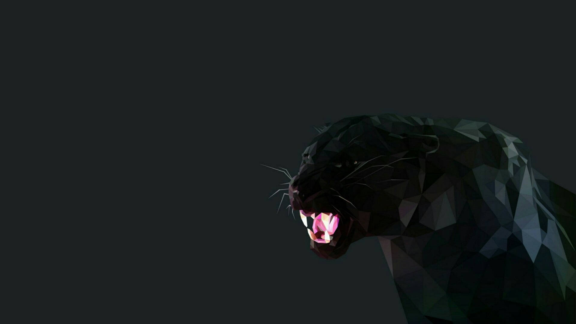 Black Panther, low-poly, glowing pink tongue, Full HD Desktop Wallpaper