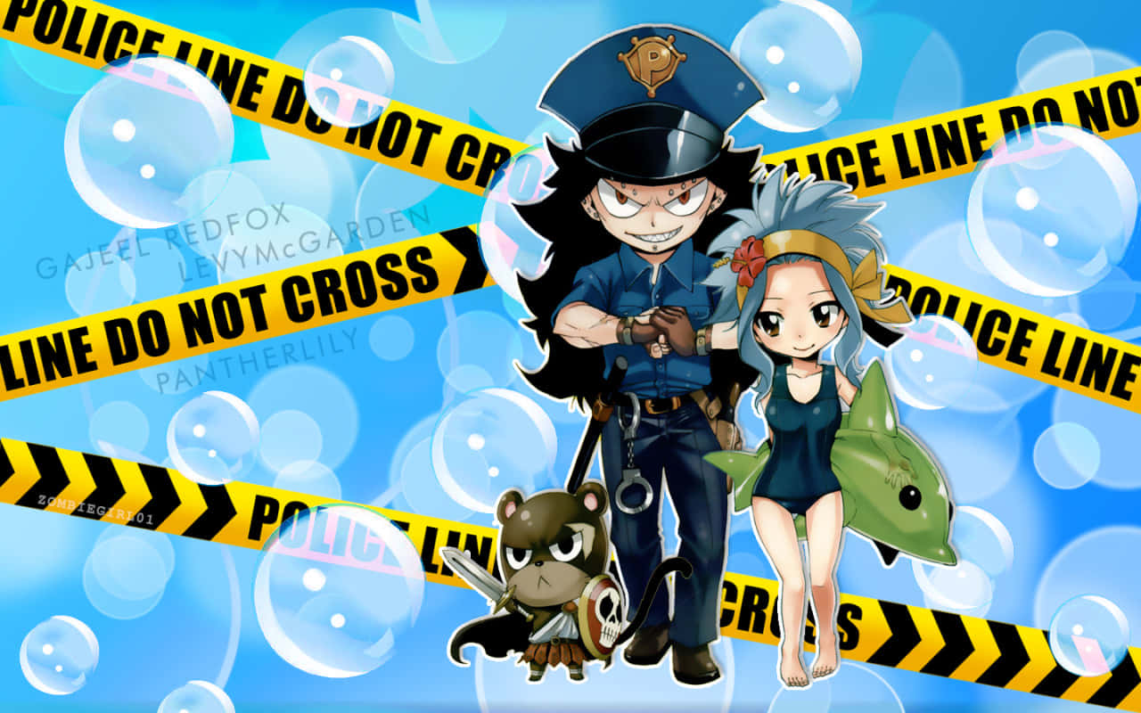 Pantherlily, anime characters, yellow police tape, HD Desktop Wallpaper