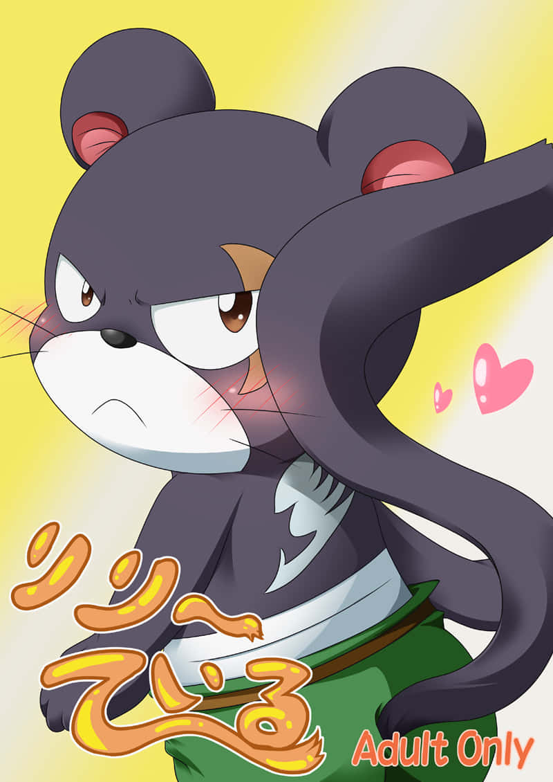 Pantherlily, dark gray cartoon rat, red inner ears, SD Phone Wallpaper