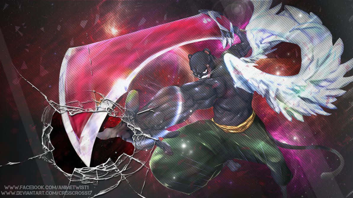Pantherlily, black cat warrior, white wings, SD Desktop Wallpaper