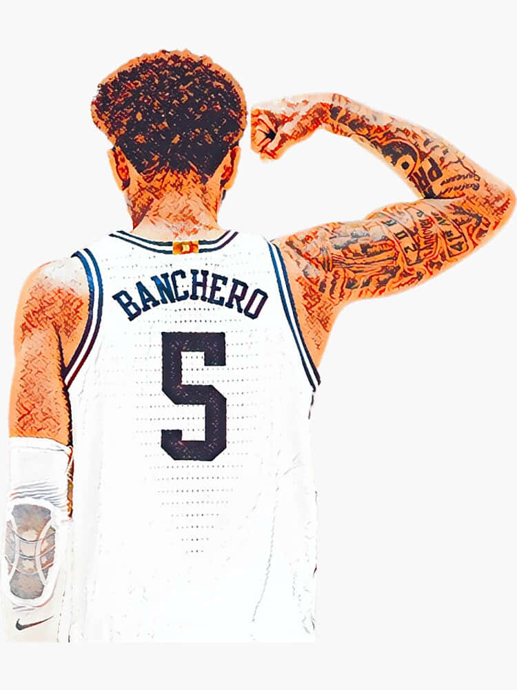 Paolo Banchero, number 5, white jersey, SD Phone Wallpaper