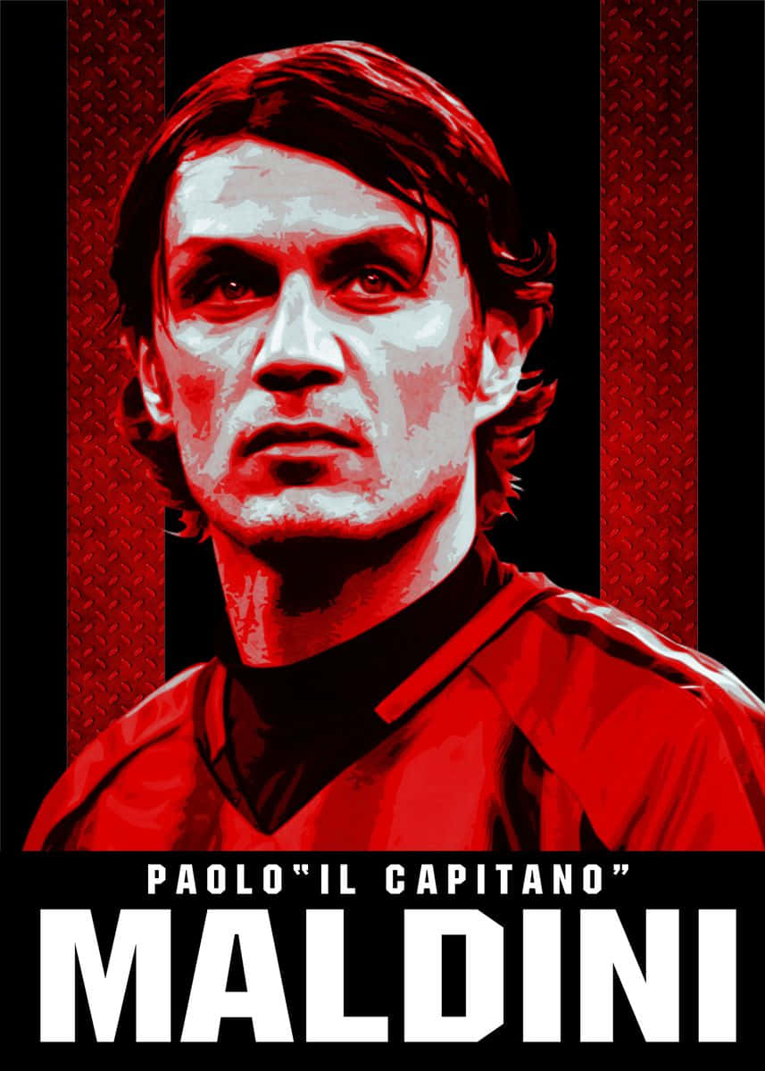 Paolo Maldini, red, black, SD Phone Wallpaper