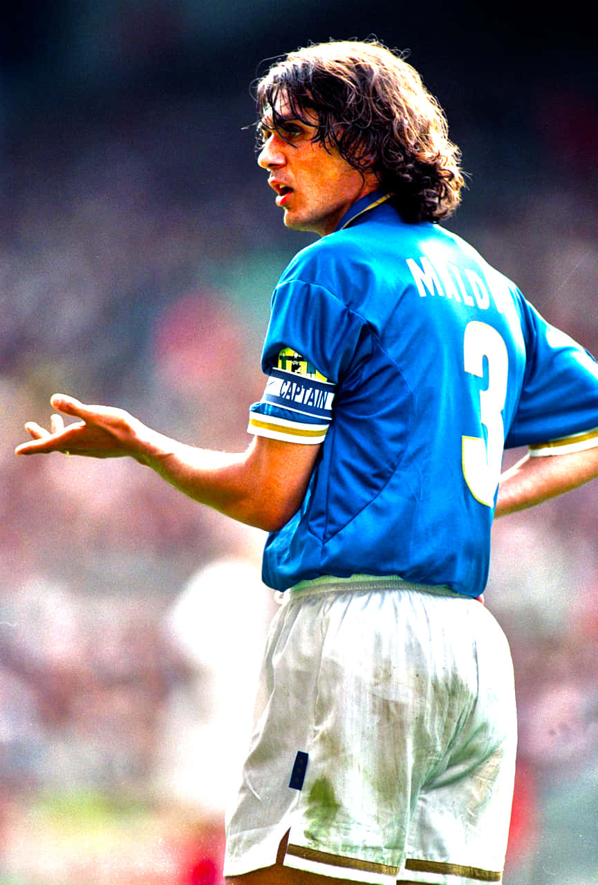 Paolo Maldini, blue jersey, number 3, HD Phone Wallpaper