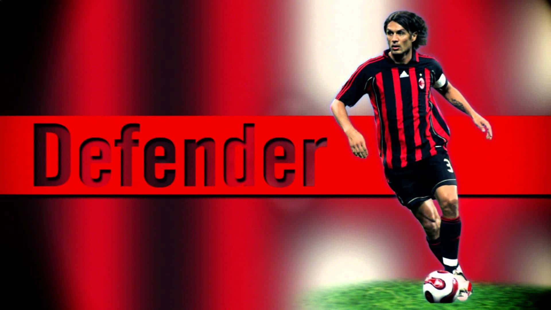 Paolo Maldini, red and black stripes, Defender, Full HD Desktop Wallpaper
