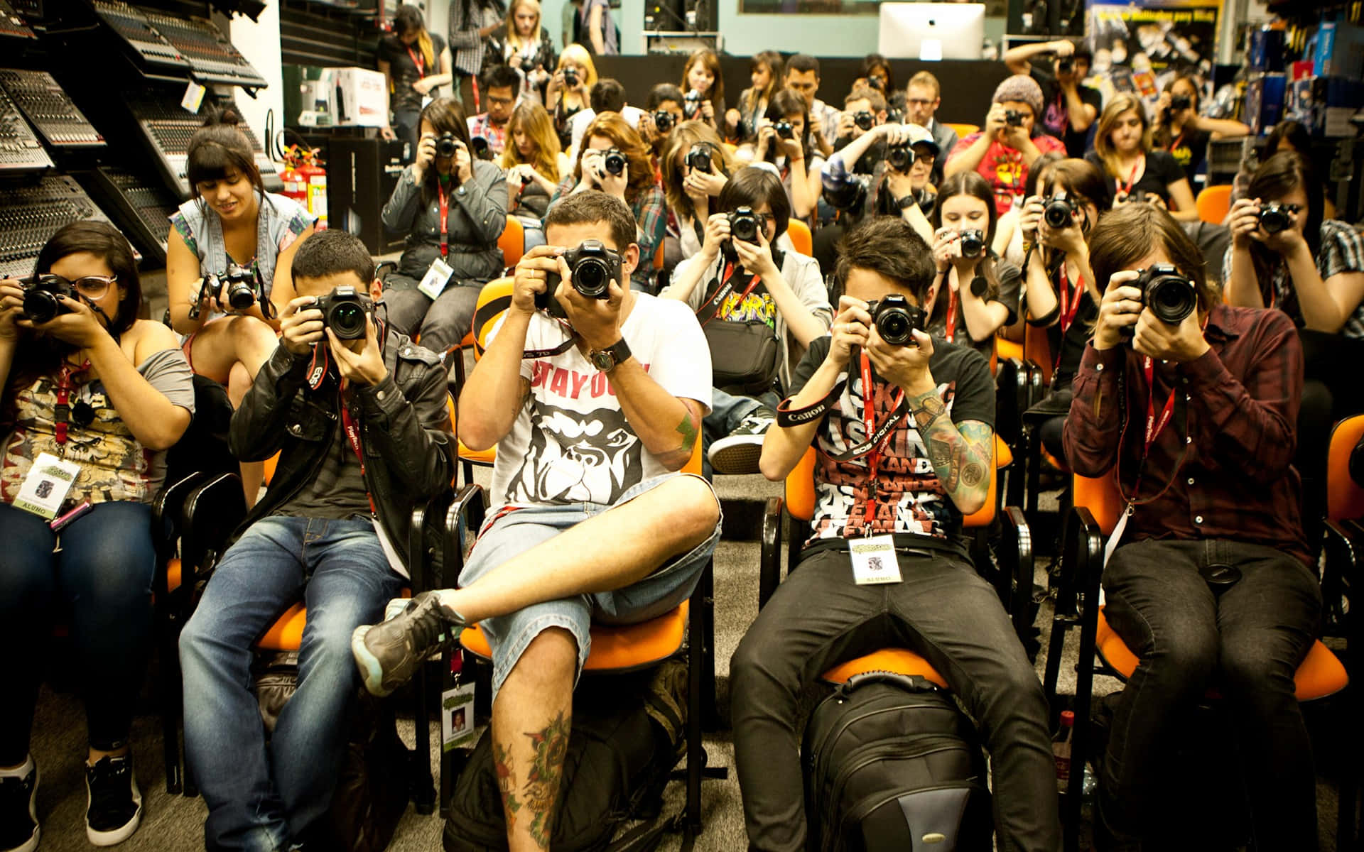 Paparazzi, 1920 x 1200, crowd of photographers, Full HD Desktop Wallpaper