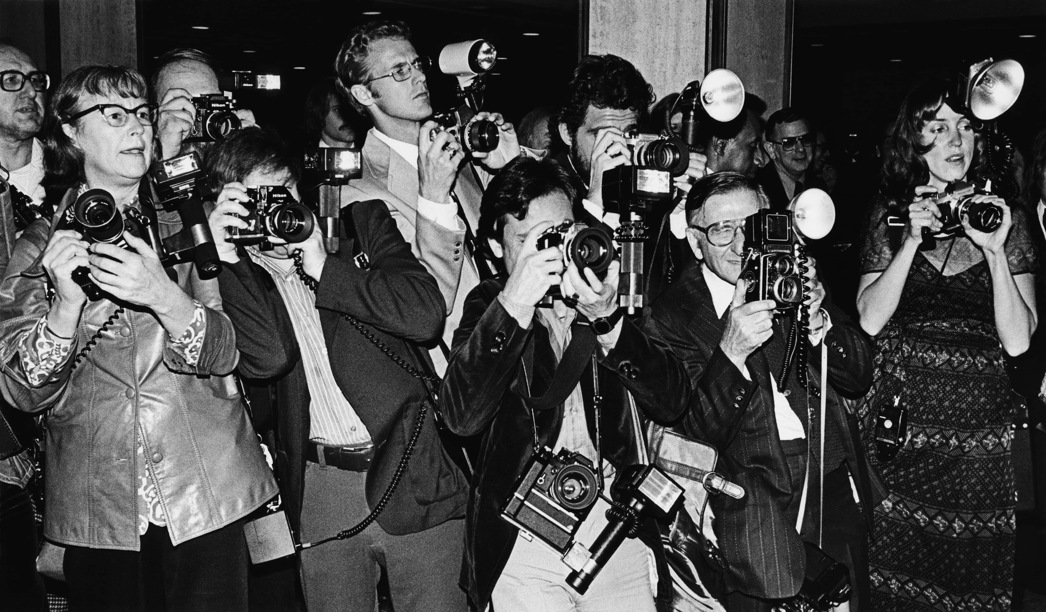 Paparazzi, black and white, cameras, 4K Desktop Wallpaper