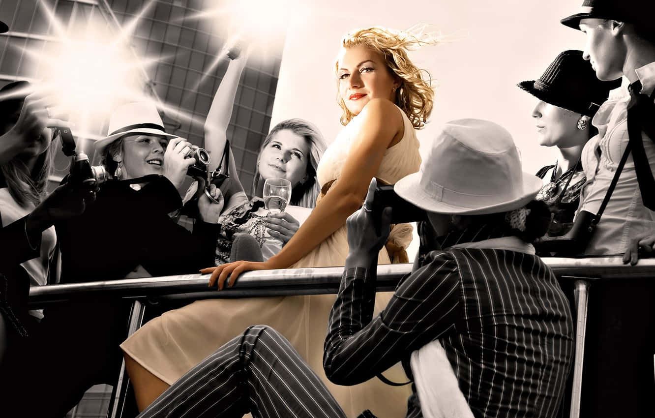 Paparazzi, blonde woman, rooftop, HD Desktop Wallpaper