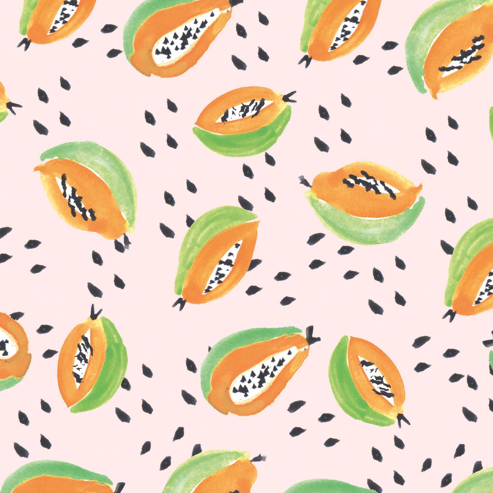 watercolor papaya painting, seamless pattern, papaya slices, Full HD Desktop Wallpaper