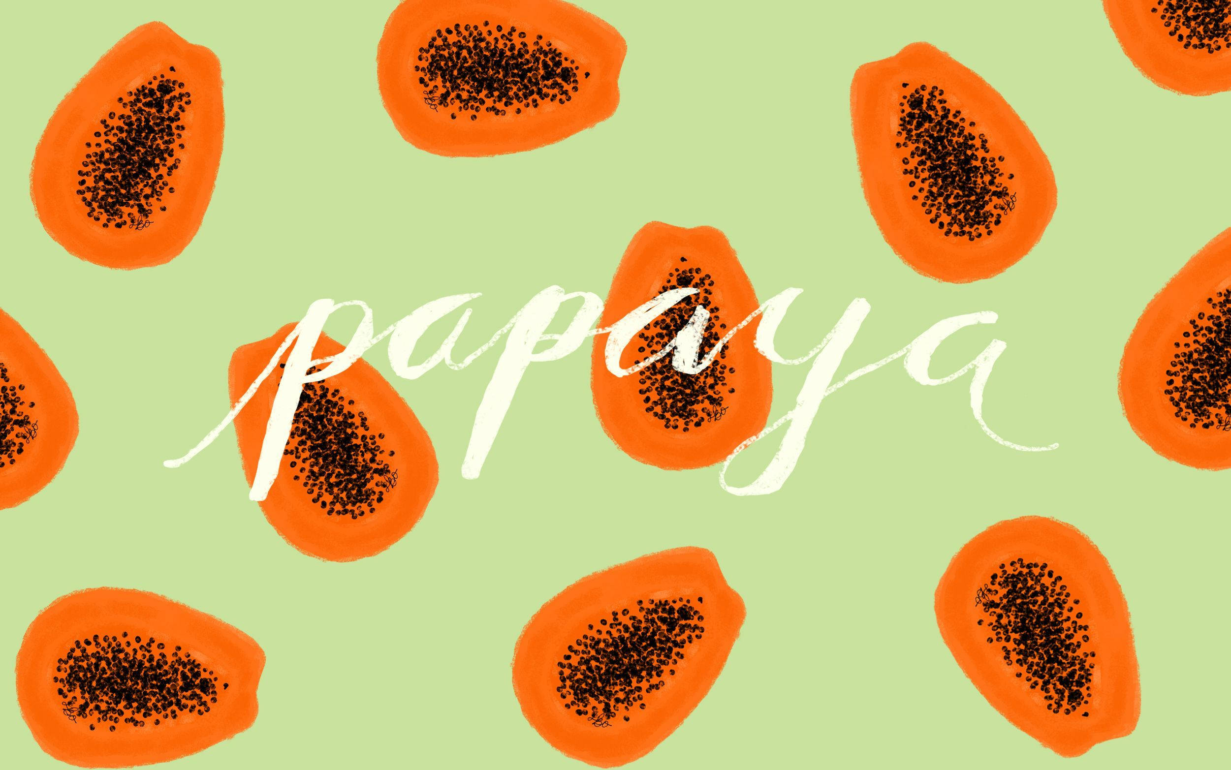 papaya, sliced papaya fruits, pastel green, Full HD Desktop Wallpaper