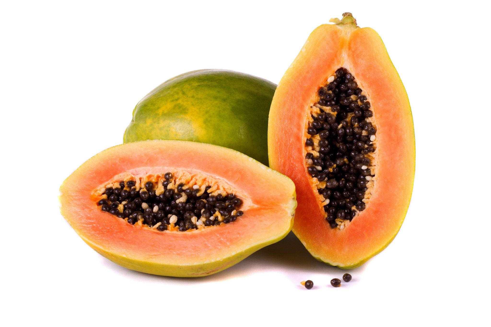 papaya fruit, sliced ripe, juicy flesh, Full HD Desktop Wallpaper