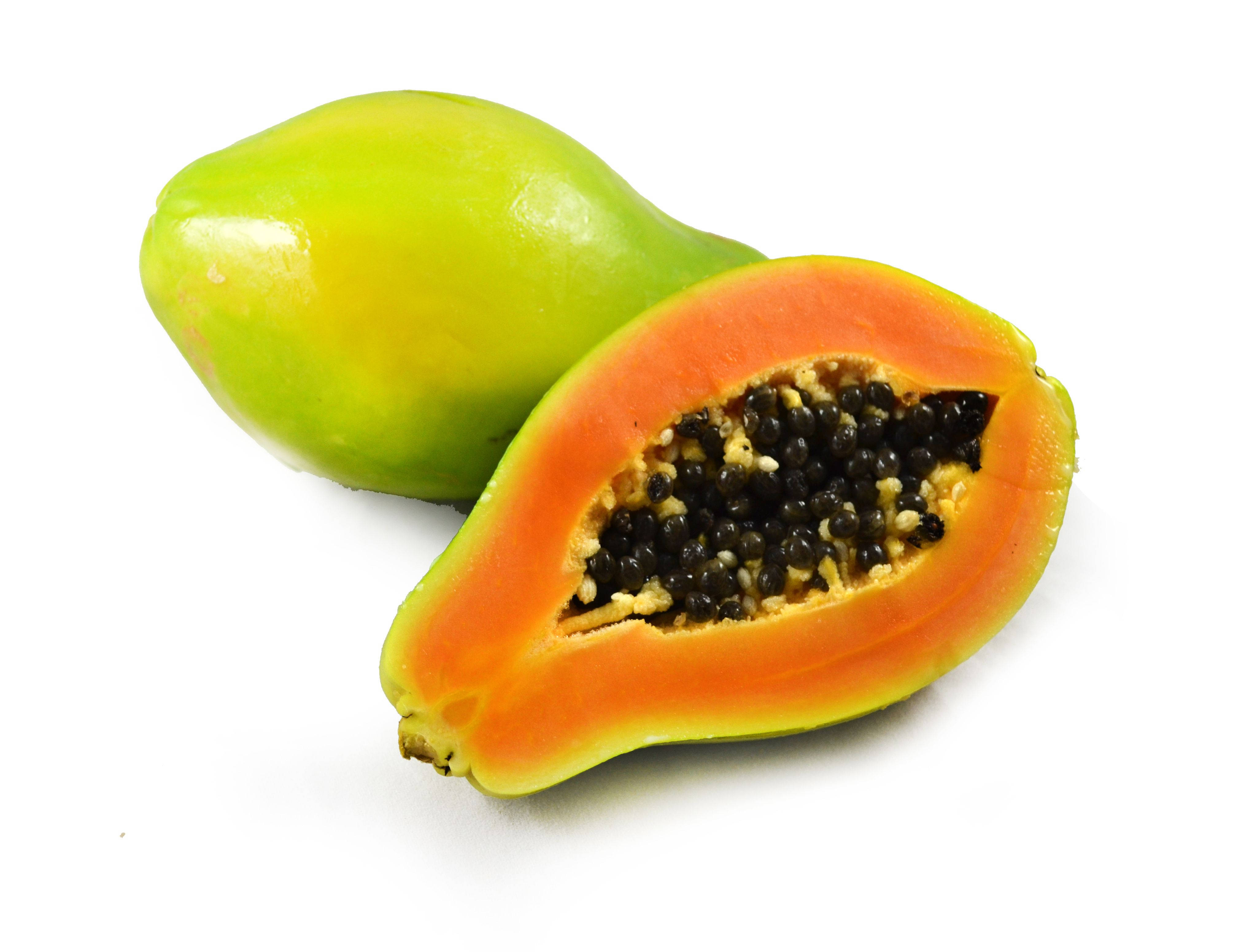 fresh papaya fruit, vibrant orange flesh, black seeds, 4K Desktop Wallpaper