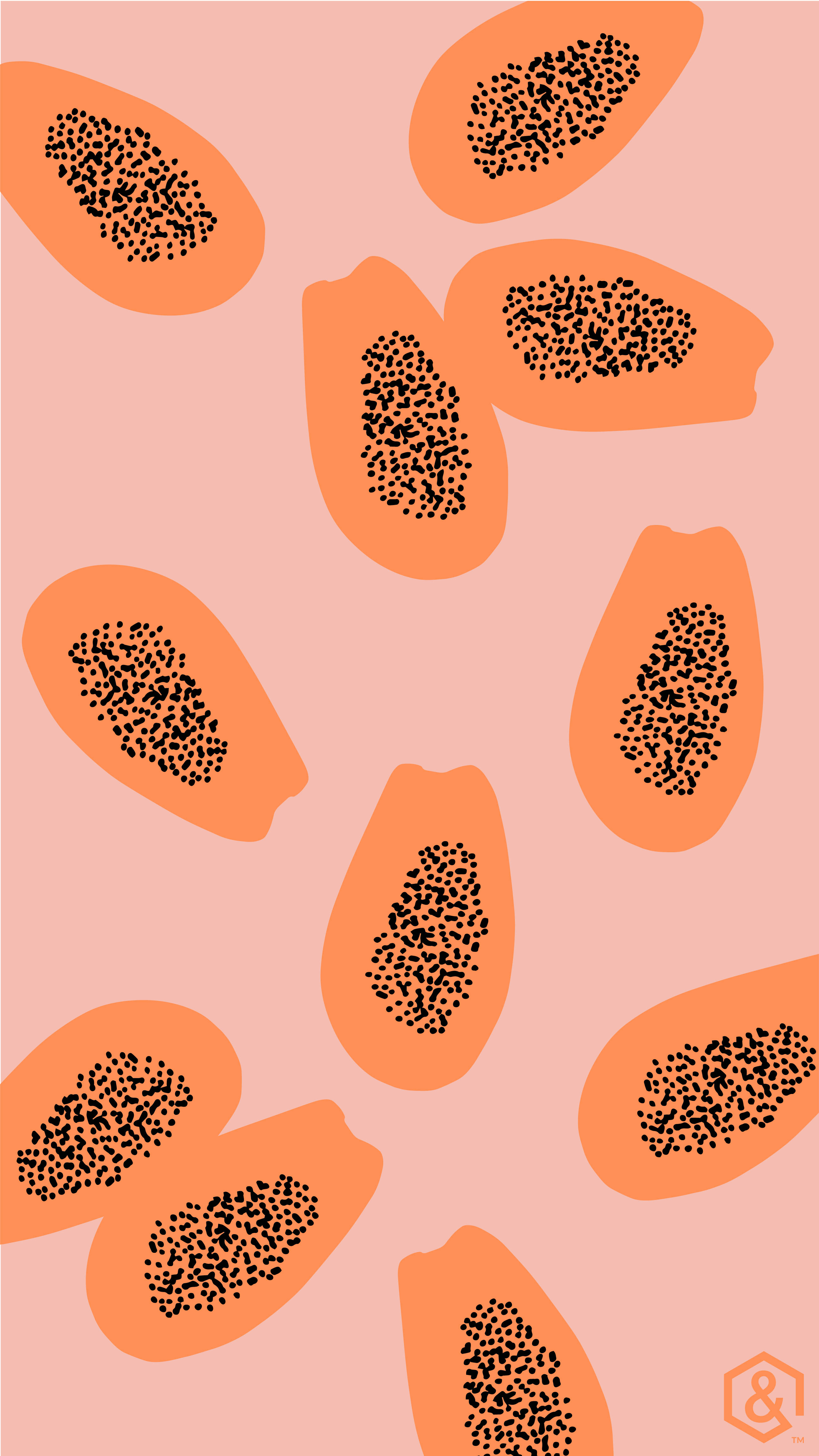 sliced papaya fruits, pastel pink, vibrant orange, 4K Phone Wallpaper