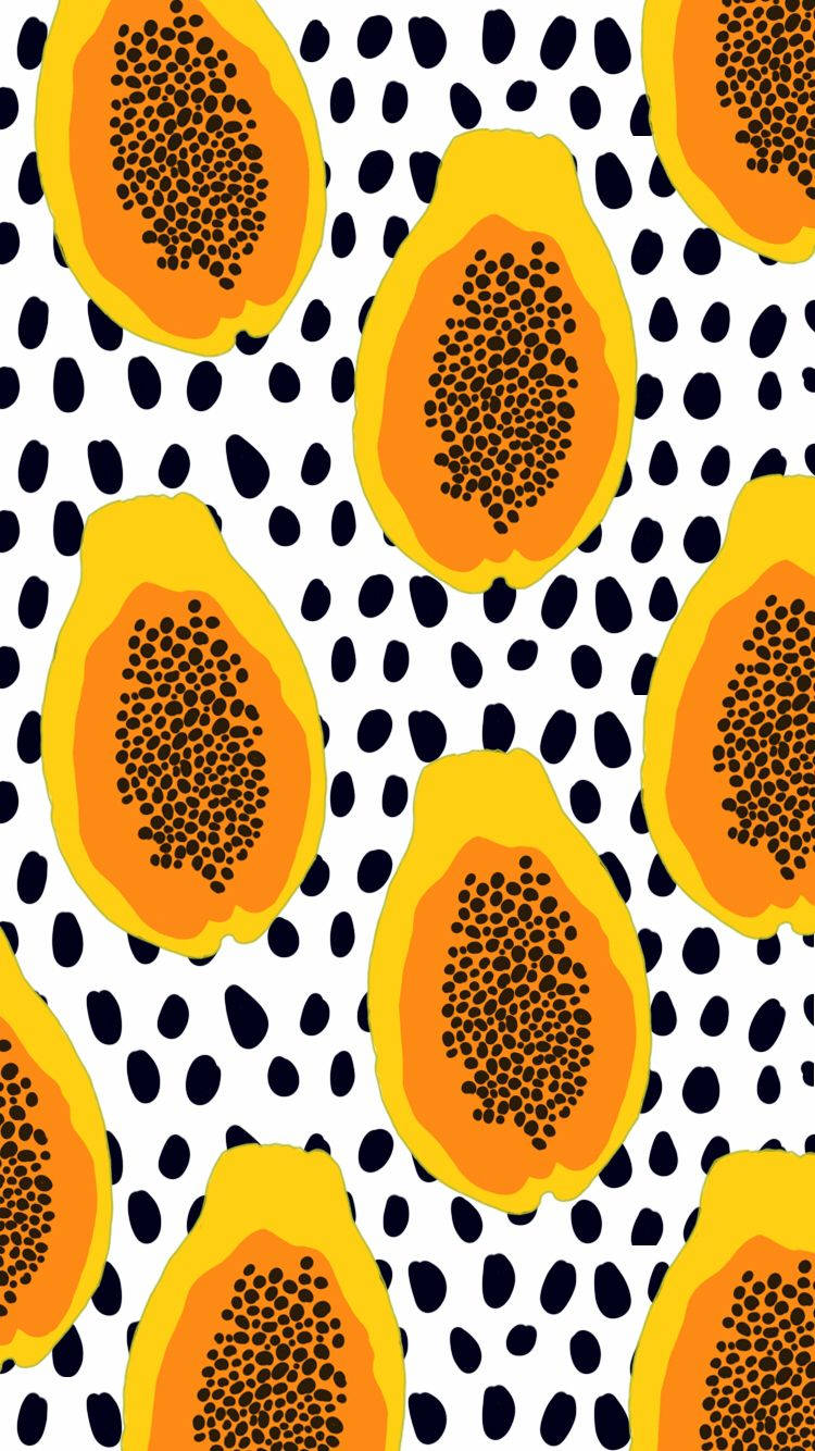 sliced papaya, white and black spots, vibrant orange papaya halves, HD Phone Wallpaper