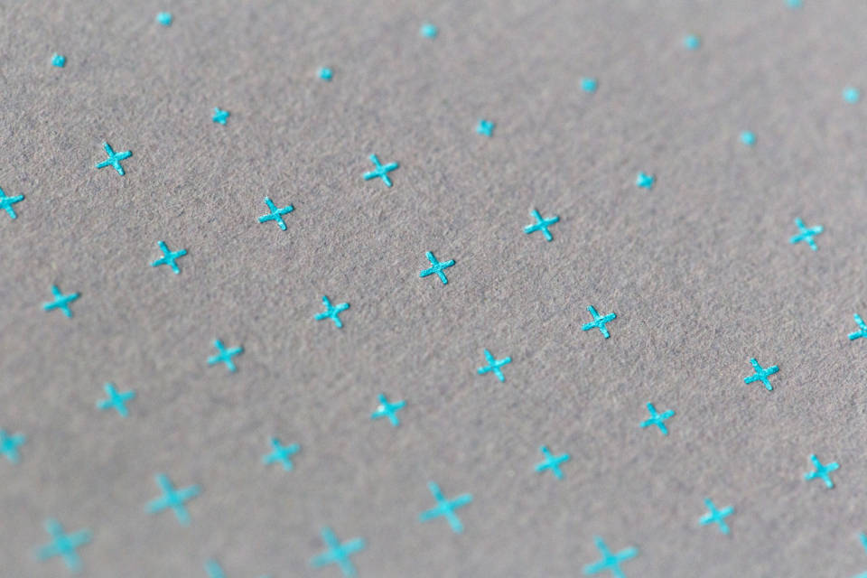 blue crosses, gray paper texture, turquoise cross stitches, SD Desktop Wallpaper