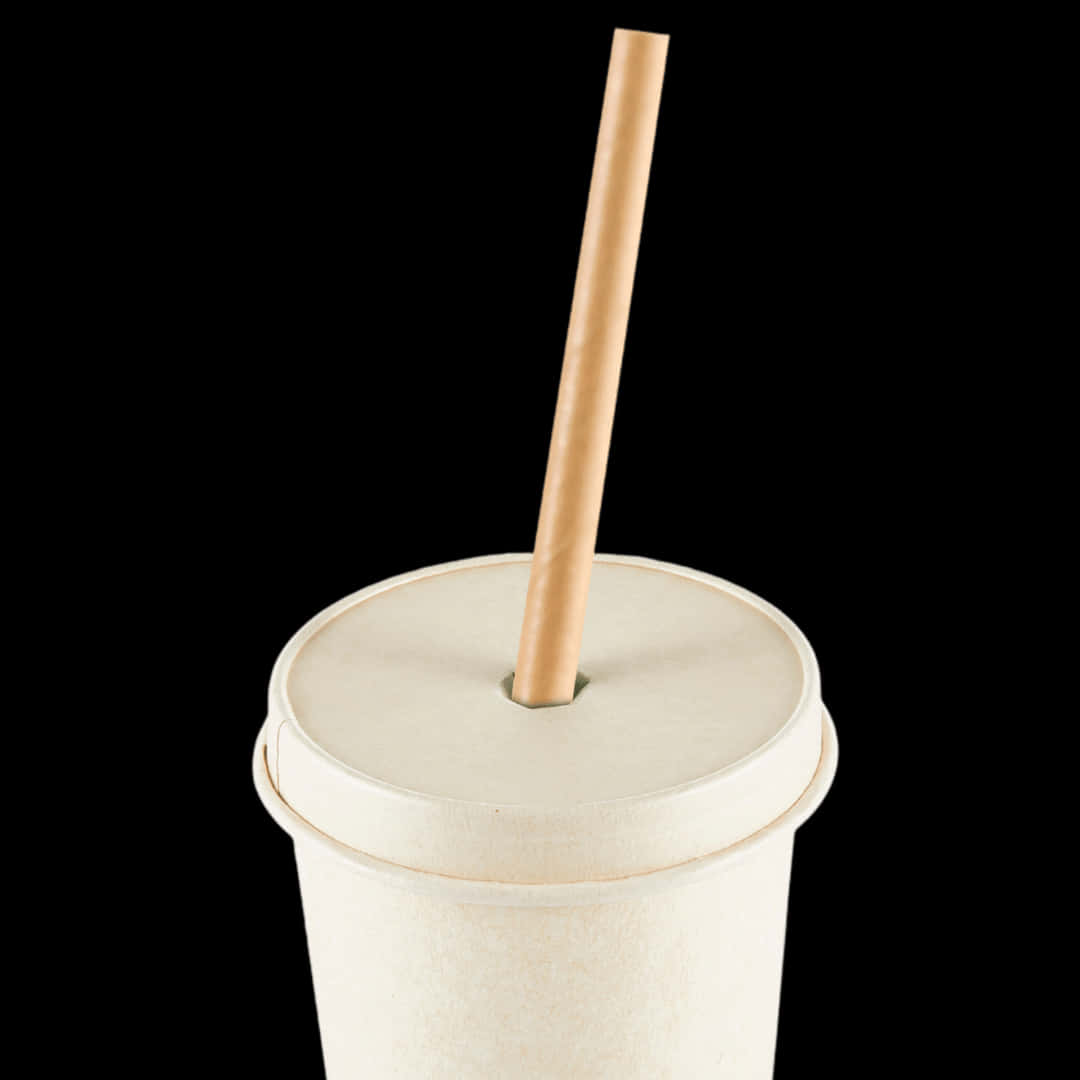 white paper cup, bamboo straw, stark black background, SD Desktop Wallpaper