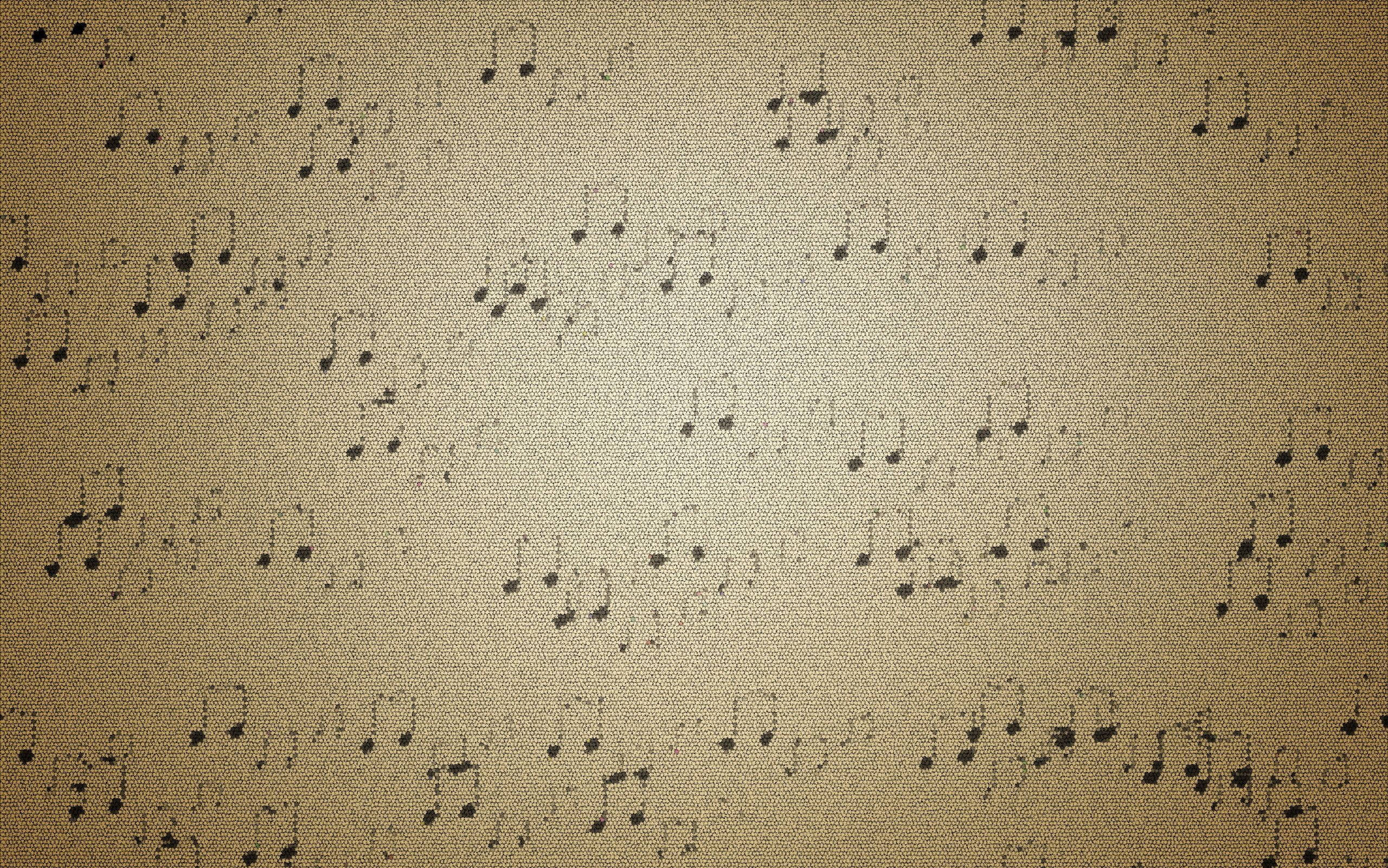 musical notes, beige fabric wallpaper, black musical notes, 2K Desktop Wallpaper