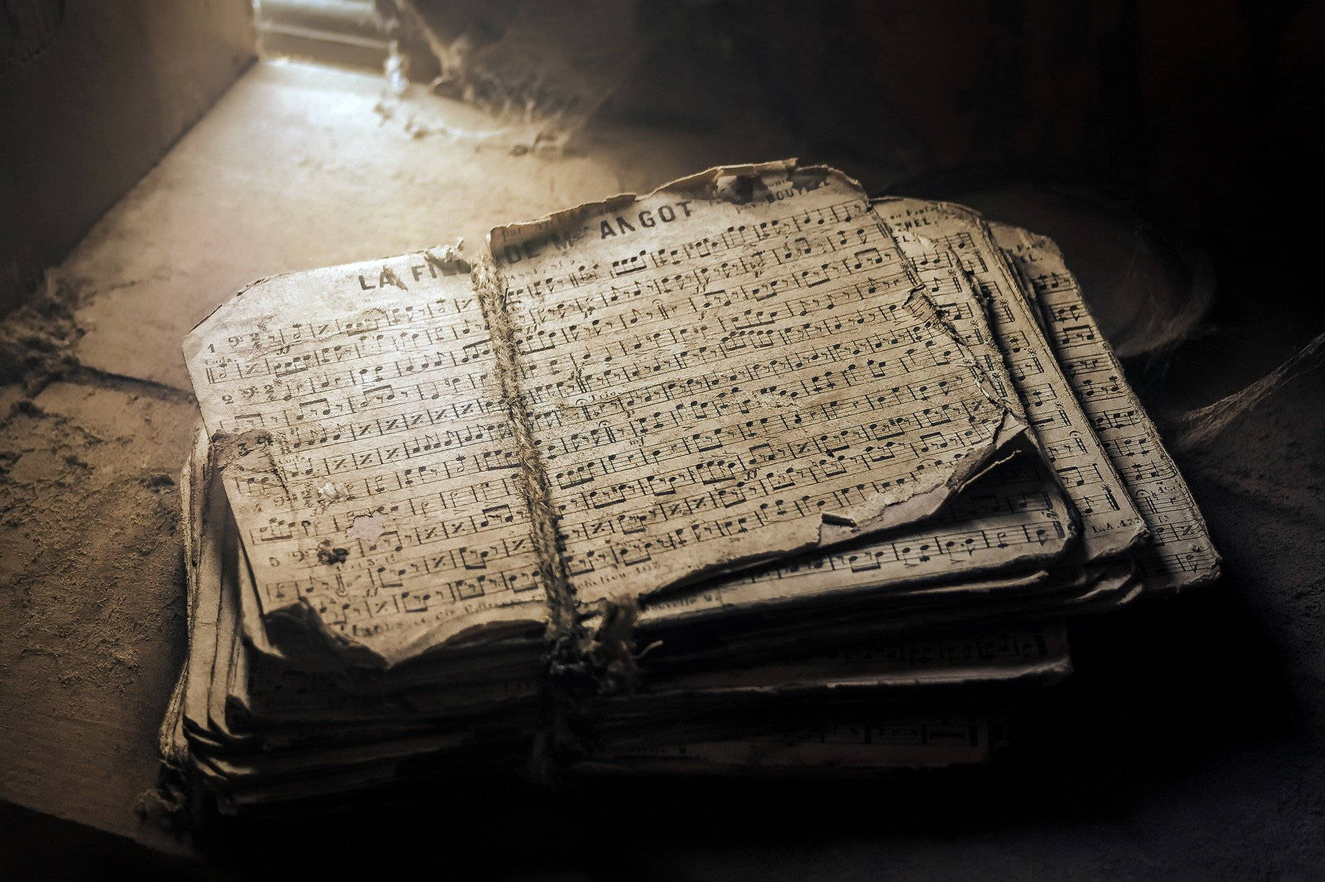 old paper, song notes, sheet music book, Full HD Desktop Wallpaper