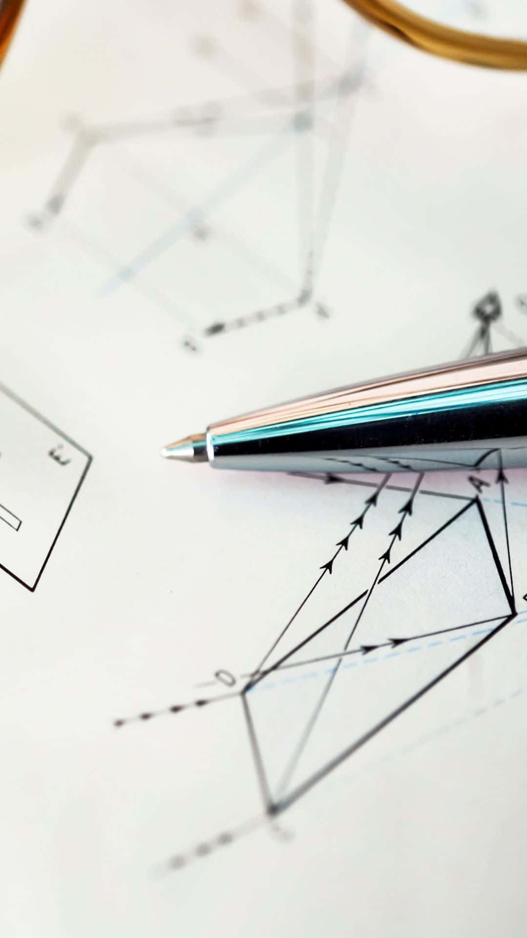 Physics Ballpen Figures, metallic pen, architectural blueprints, Full HD Phone Wallpaper