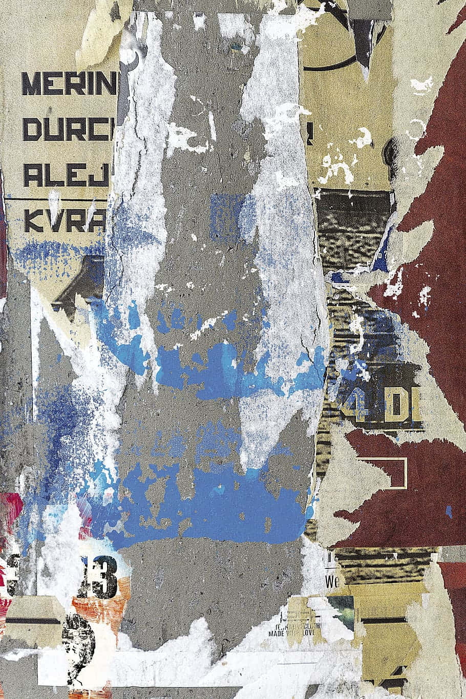 torn paper poster, gritty urban wall, peeling paint, HD Phone Wallpaper