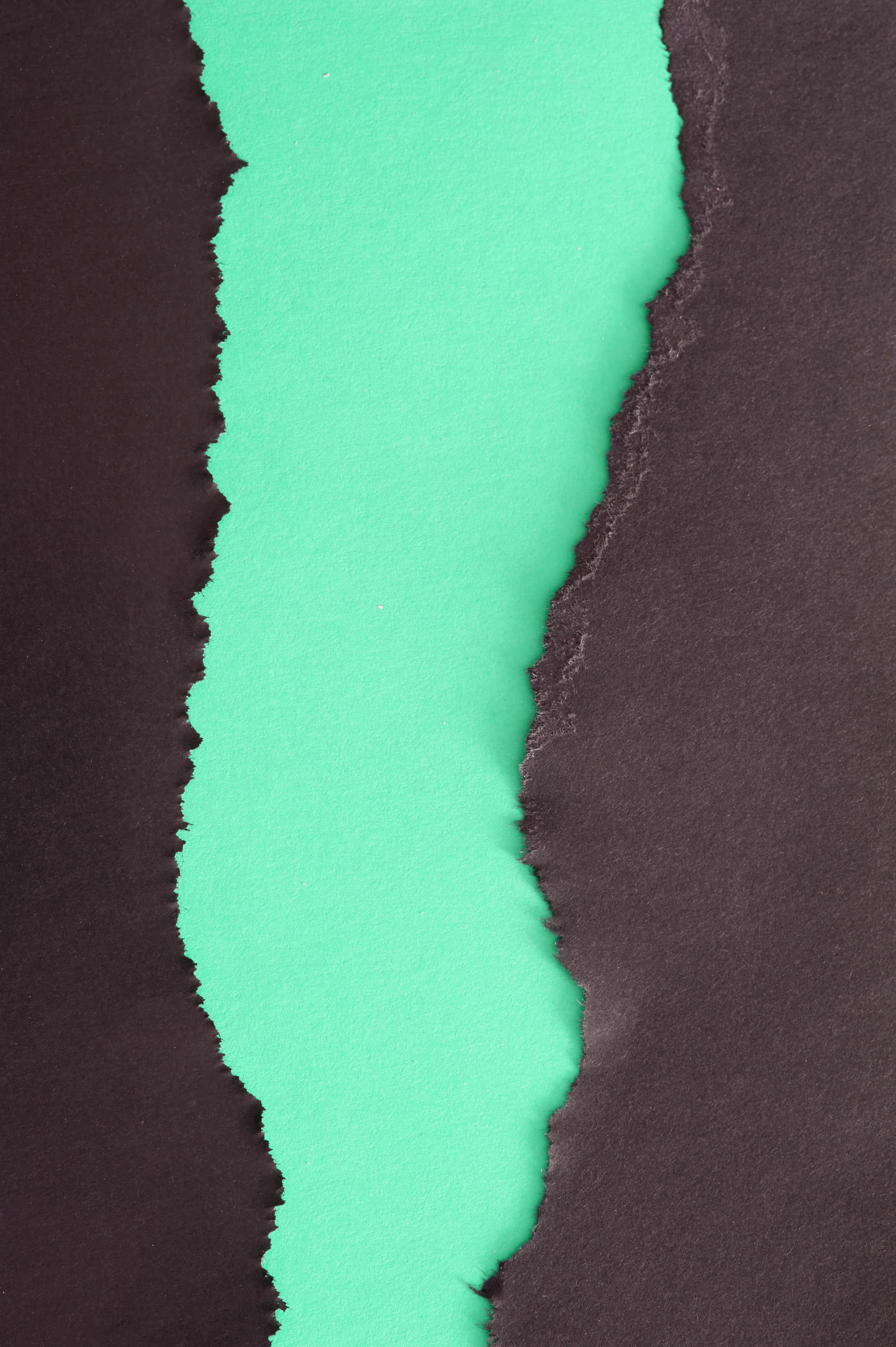 black torn paper, blue-green background, teal paper, 2K Phone Wallpaper