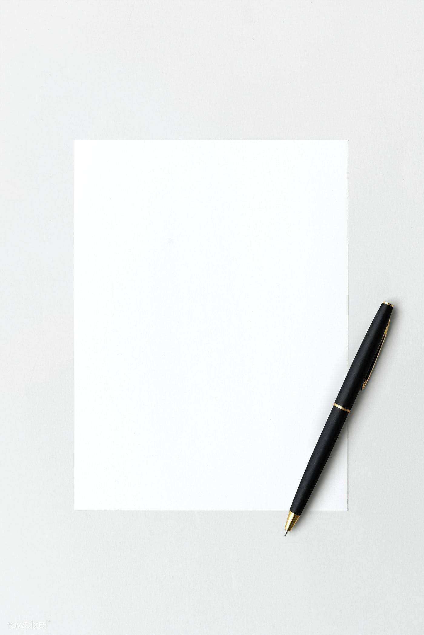 blank white sheet of paper, sleek black pen, light gray surface, Full HD Phone Wallpaper