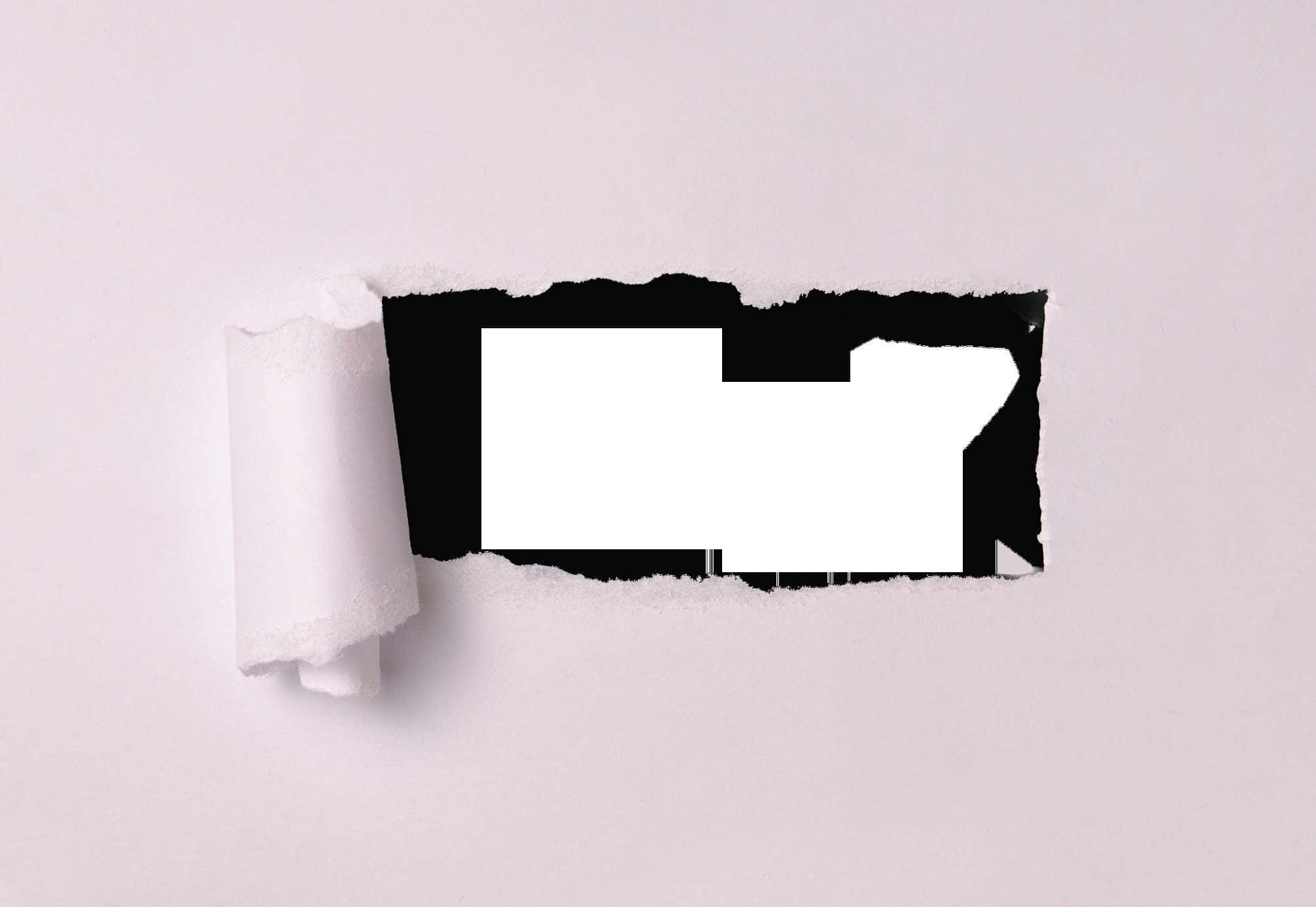 black and white, peeking torn paper, stark white wall, Full HD Desktop Wallpaper