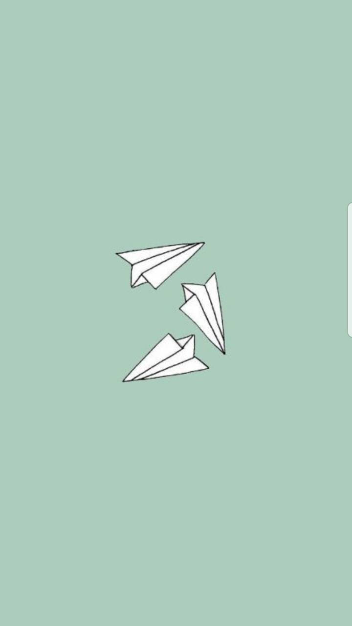 mint green, paper airplanes, soft mint green background, HD Phone Wallpaper