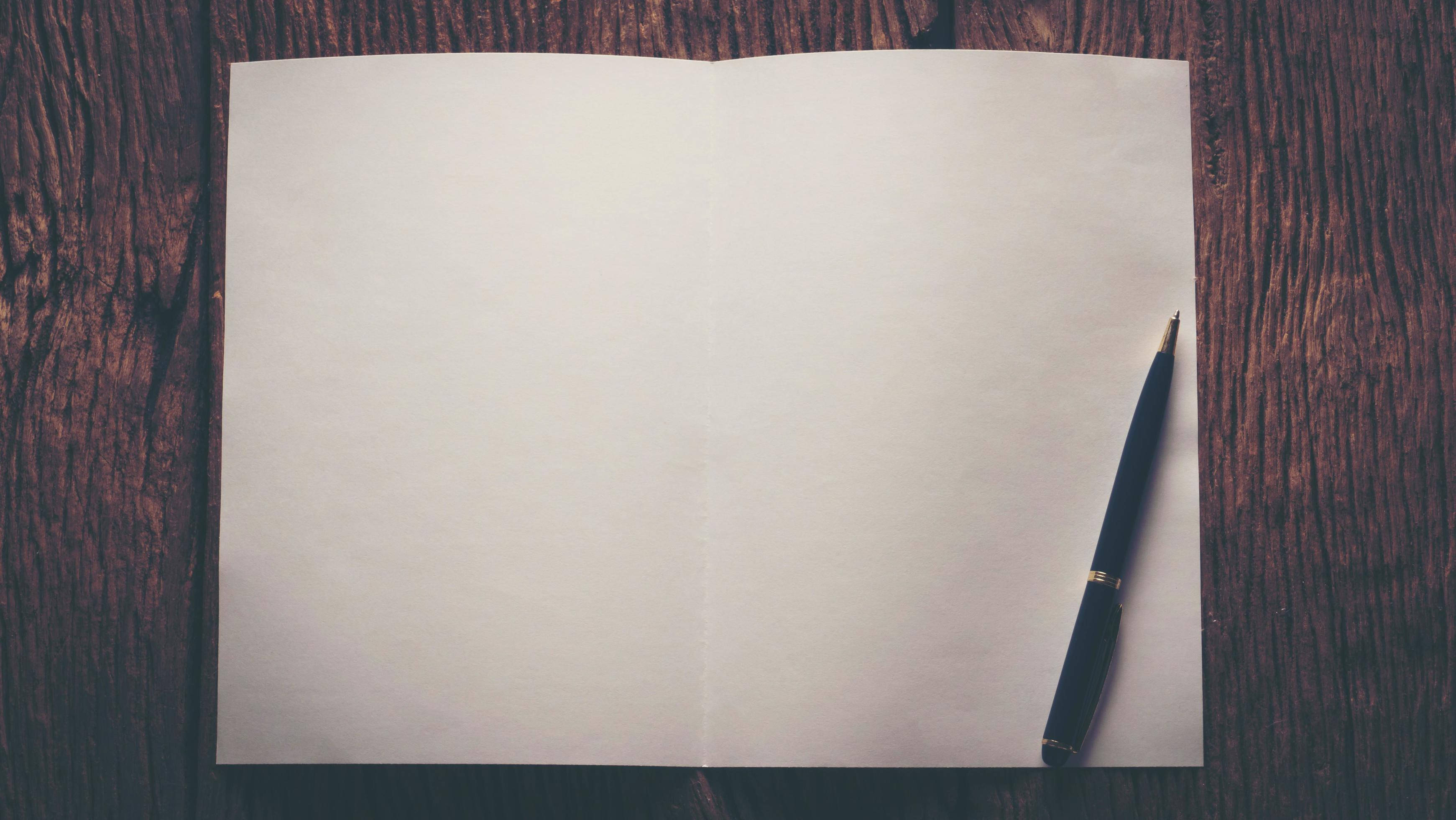 blank white page, vintage book, black pen, 2K Desktop Wallpaper