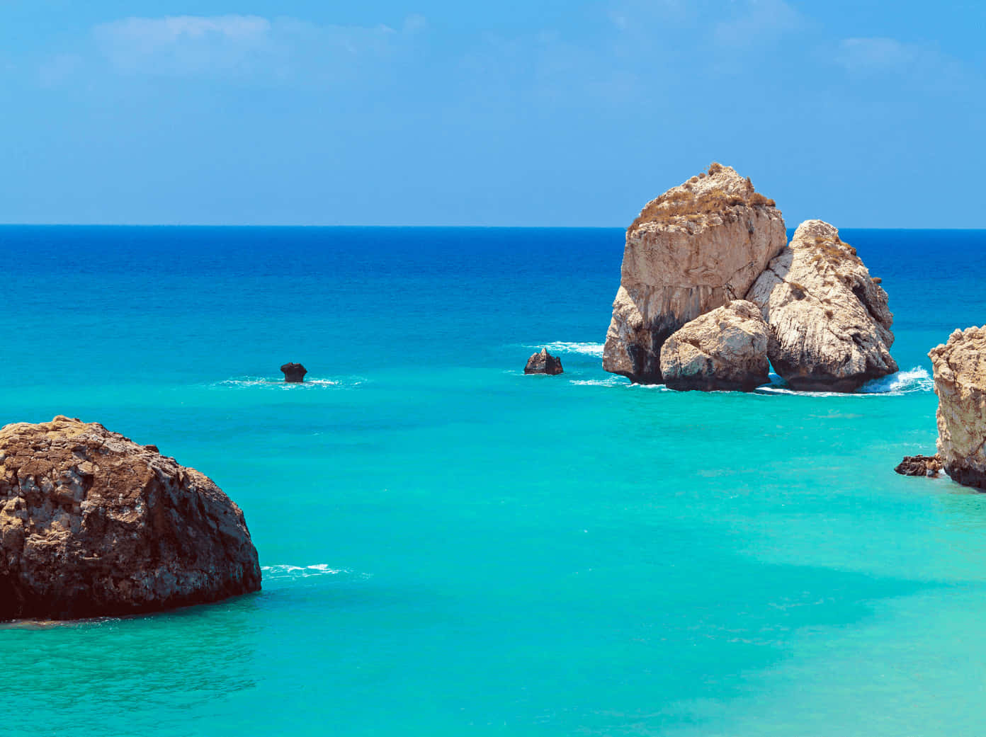 Paphos, beach, turquoise waters, HD Desktop Wallpaper