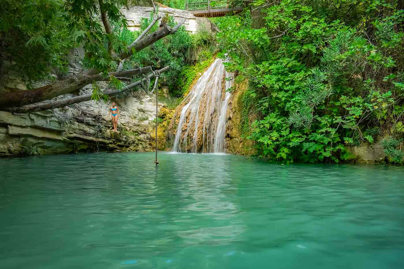 waterfall in Paphos, turquoise pool, cascading waterfall, HD Desktop Wallpaper