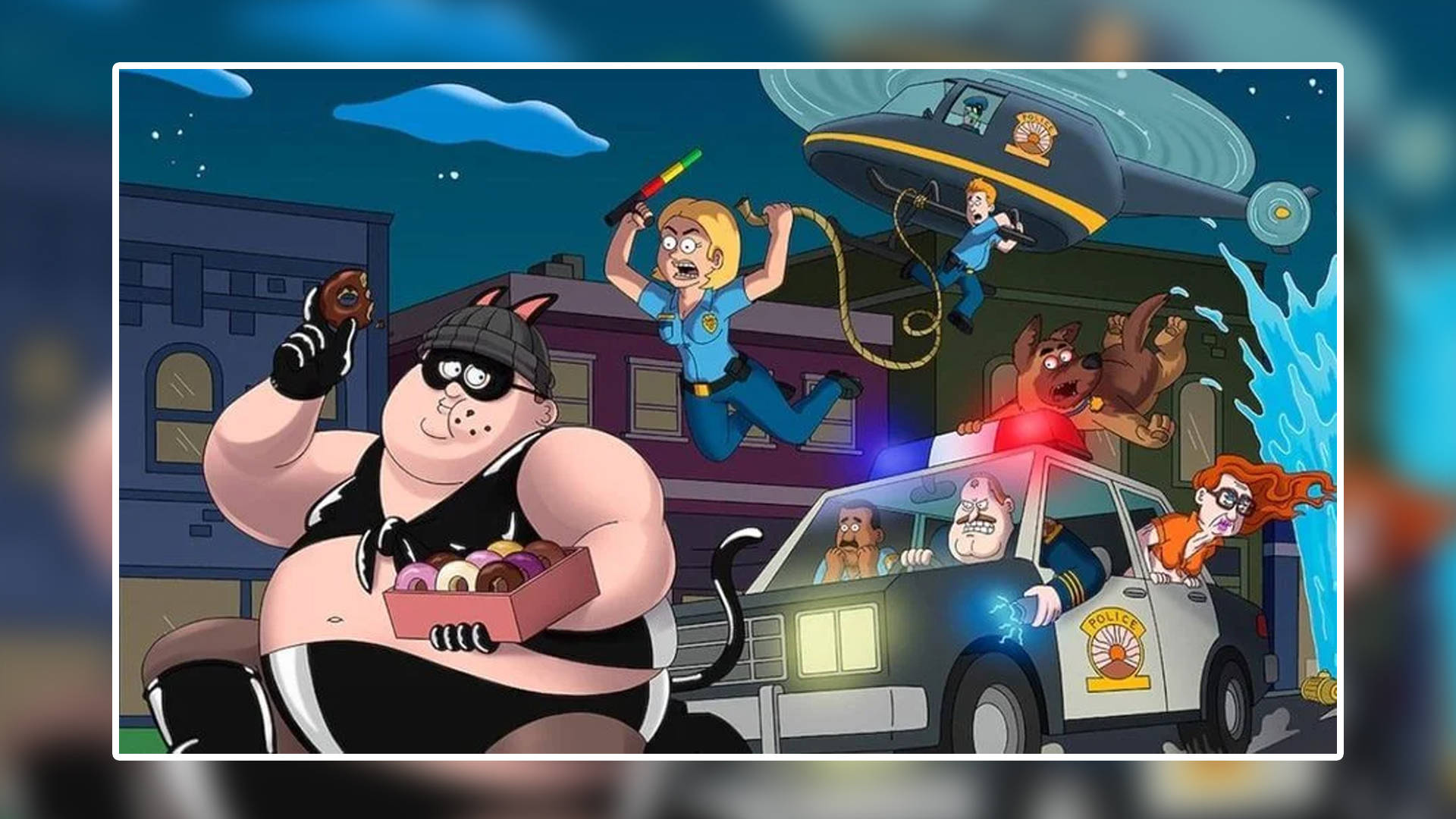 Paradise PD, cat costume, donuts, Full HD Desktop Wallpaper