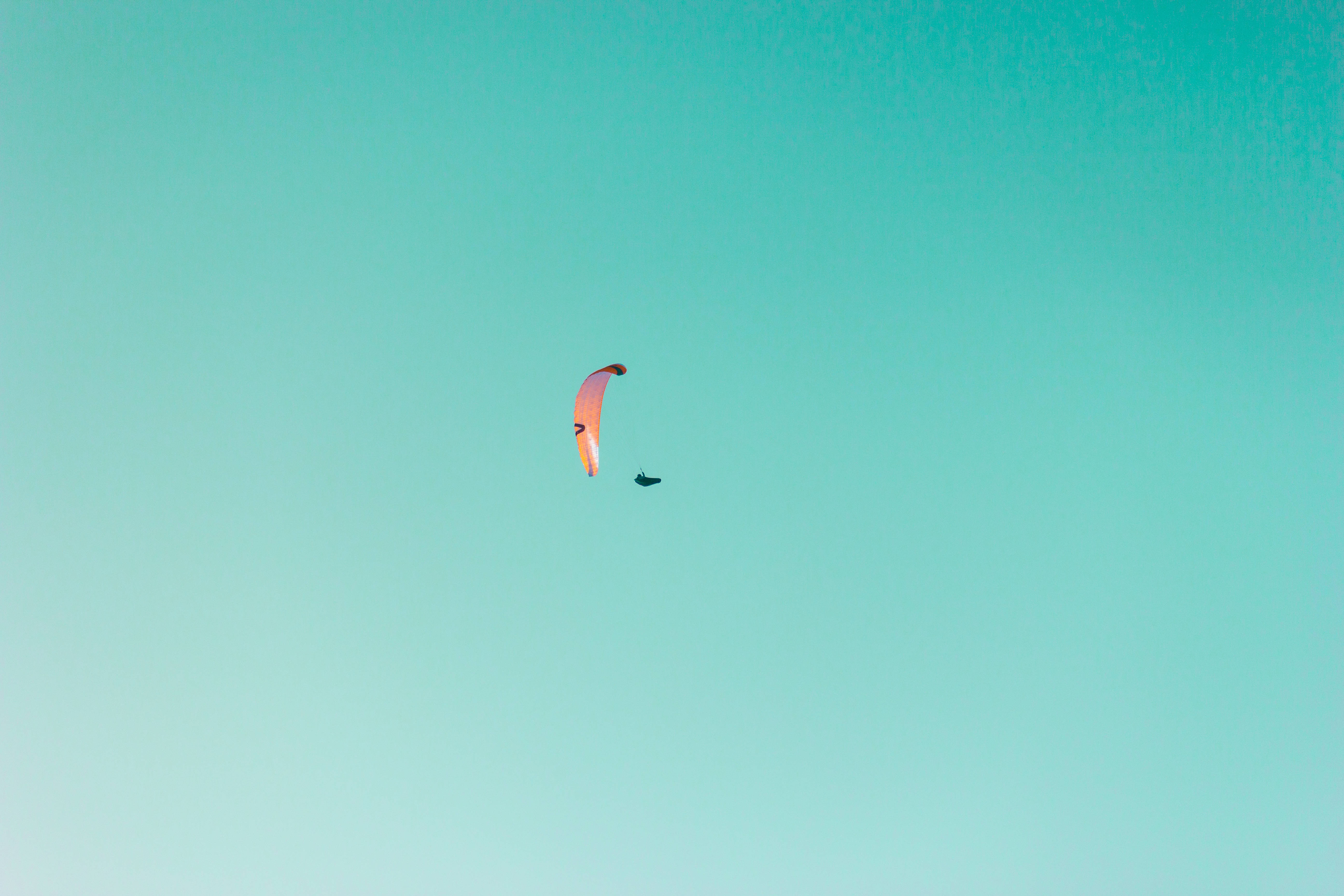 paragliding, pink fabric wing, vibrant pink, 5K Desktop Wallpaper