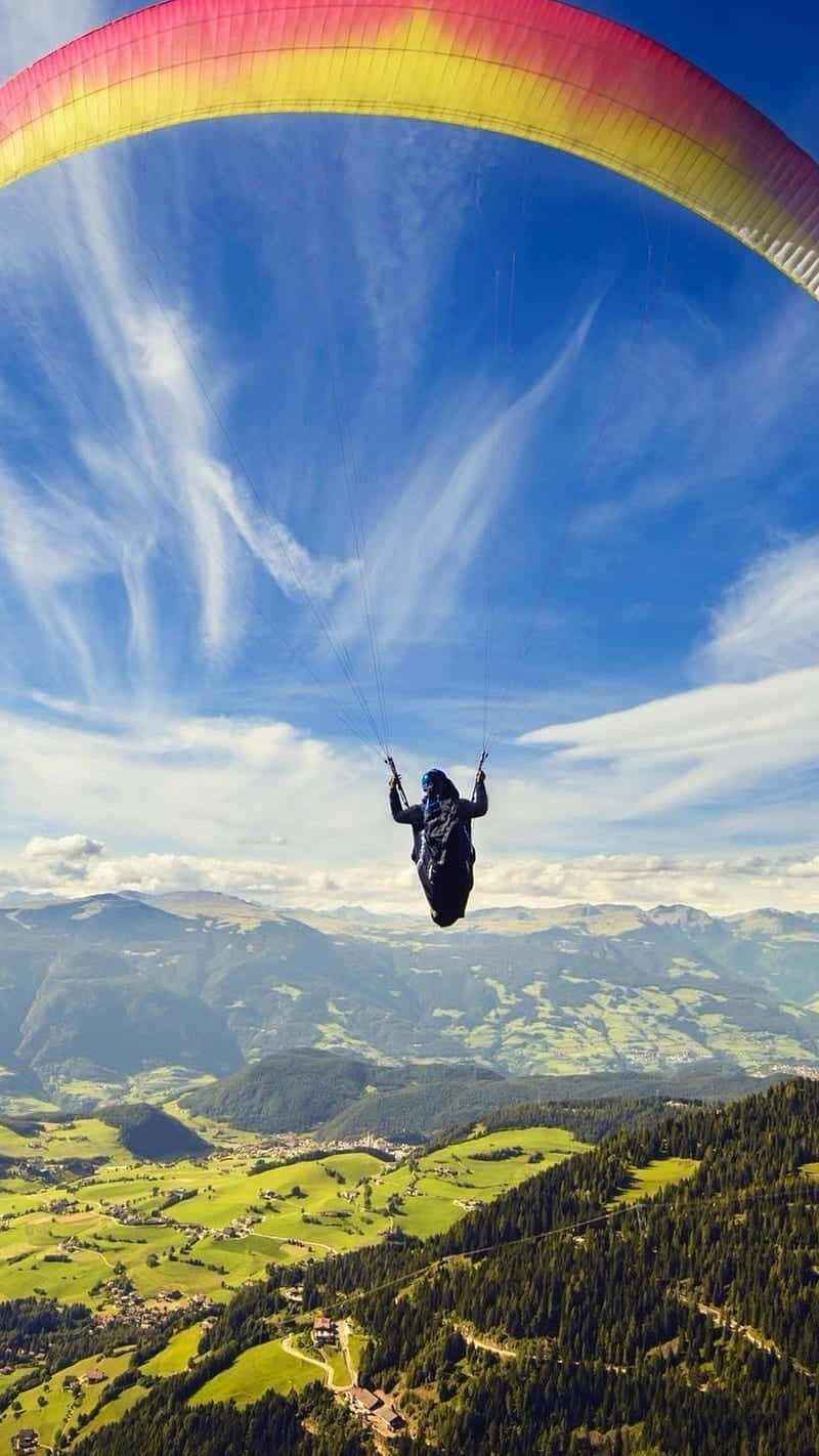 paraglider, lush green valley, rolling mountains, HD Phone Wallpaper