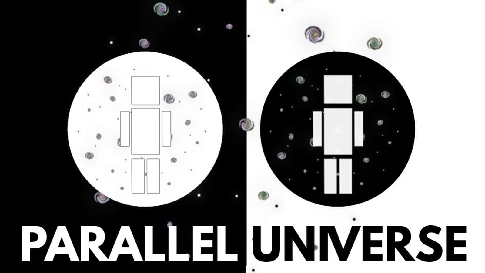 Parallel Universe, robot silhouettes, cosmic scenes, HD Desktop Wallpaper