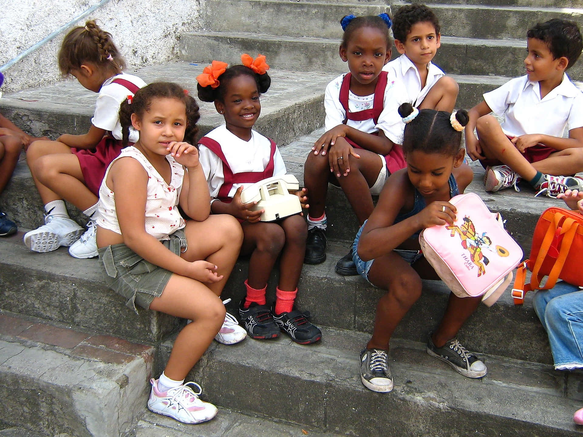 Paramaribo, schoolchildren, uniforms, Full HD Desktop Wallpaper
