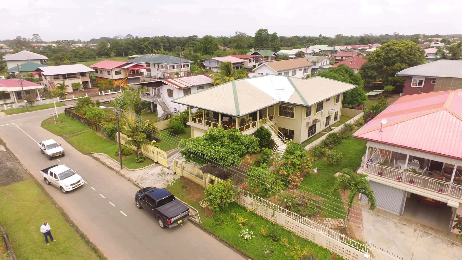 Paramaribo, residential district, colorful suburban homes, Full HD Desktop Wallpaper