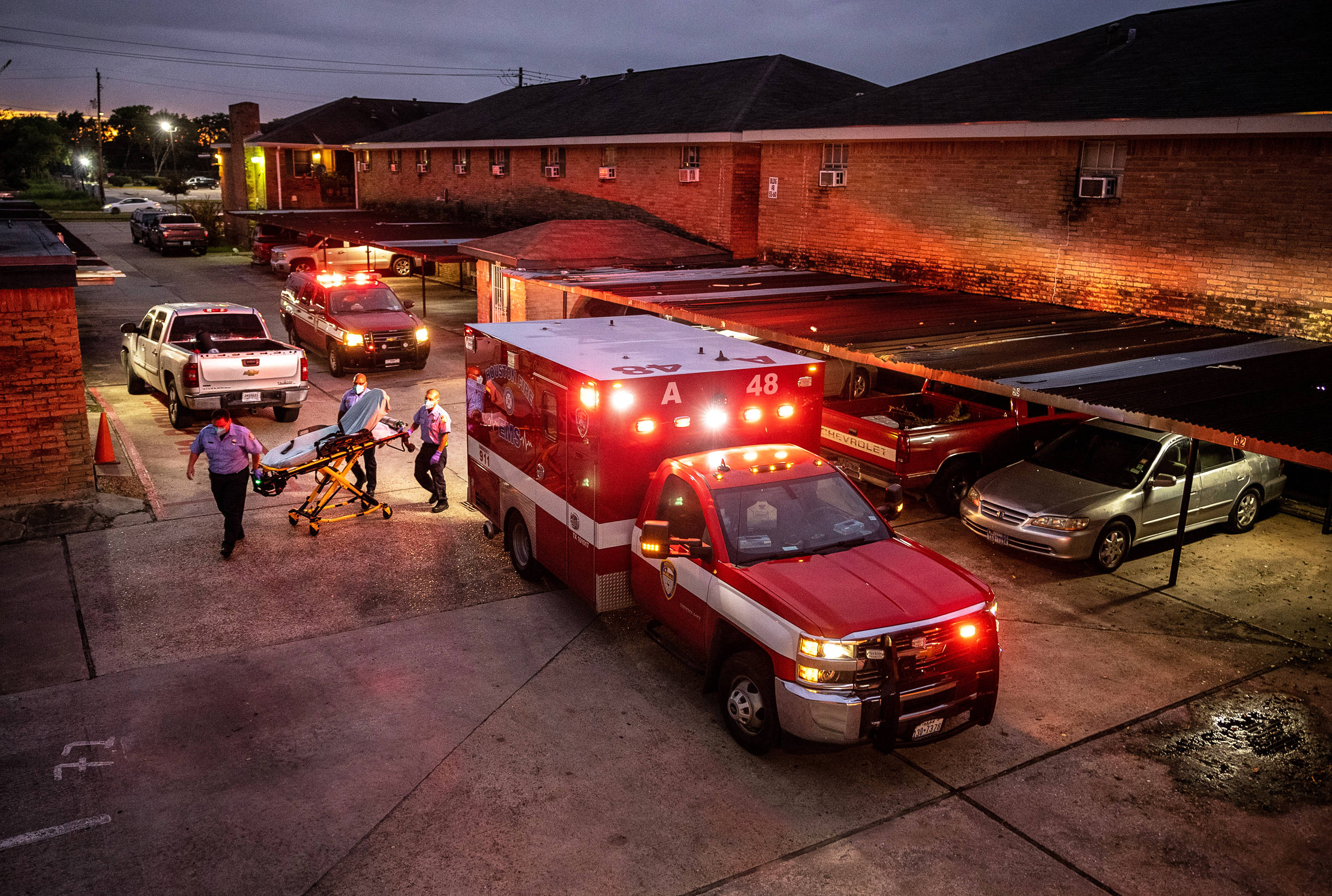Paramedic, stretcher, red ambulance, Full HD Desktop Wallpaper