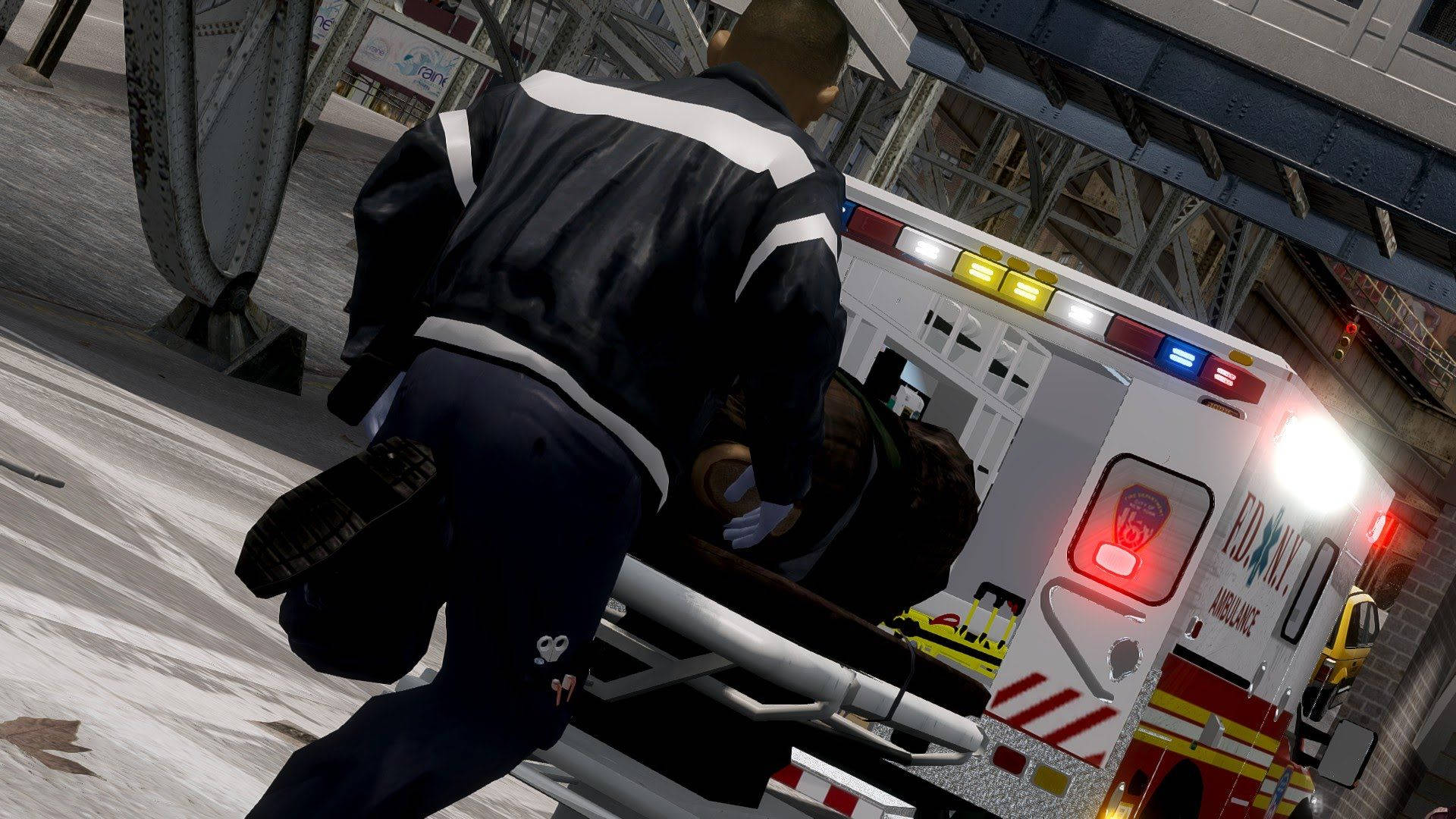 Paramedic Man, stretcher, ambulance, Full HD Desktop Wallpaper