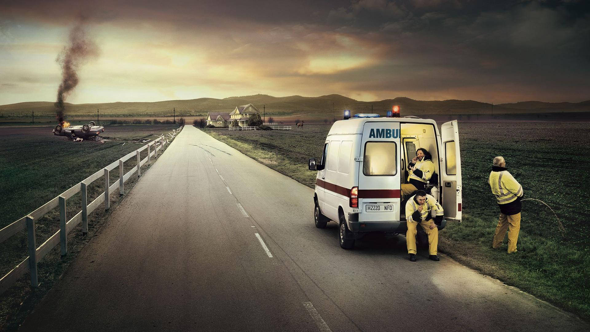 Paramedic Team, yellow gear, crashed airplane, Full HD Desktop Wallpaper