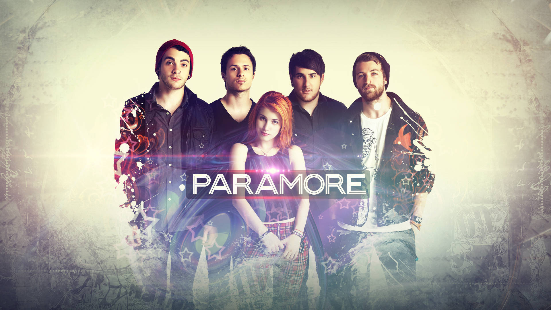 Paramore, starburst effects, graffiti-style art, Full HD Desktop Wallpaper