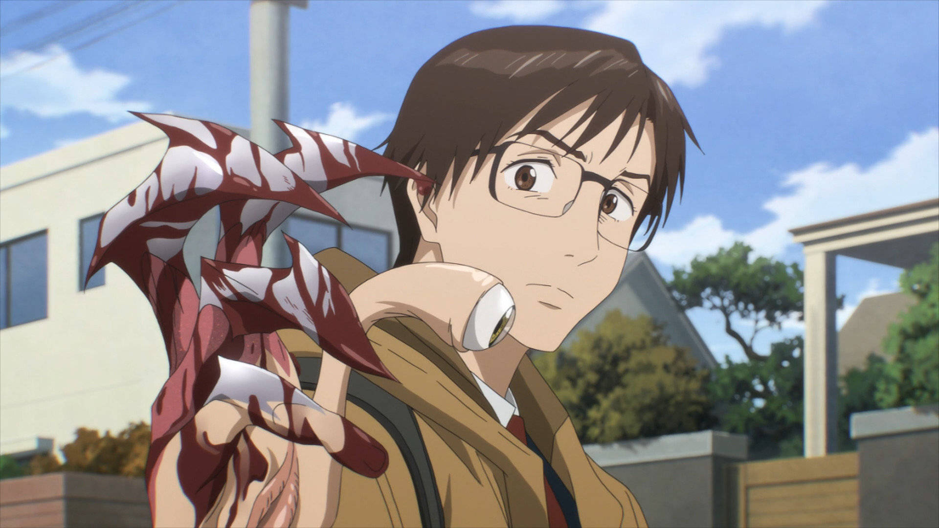 Parasyte, bloody claws, red and white clawed creature, Full HD Desktop Wallpaper