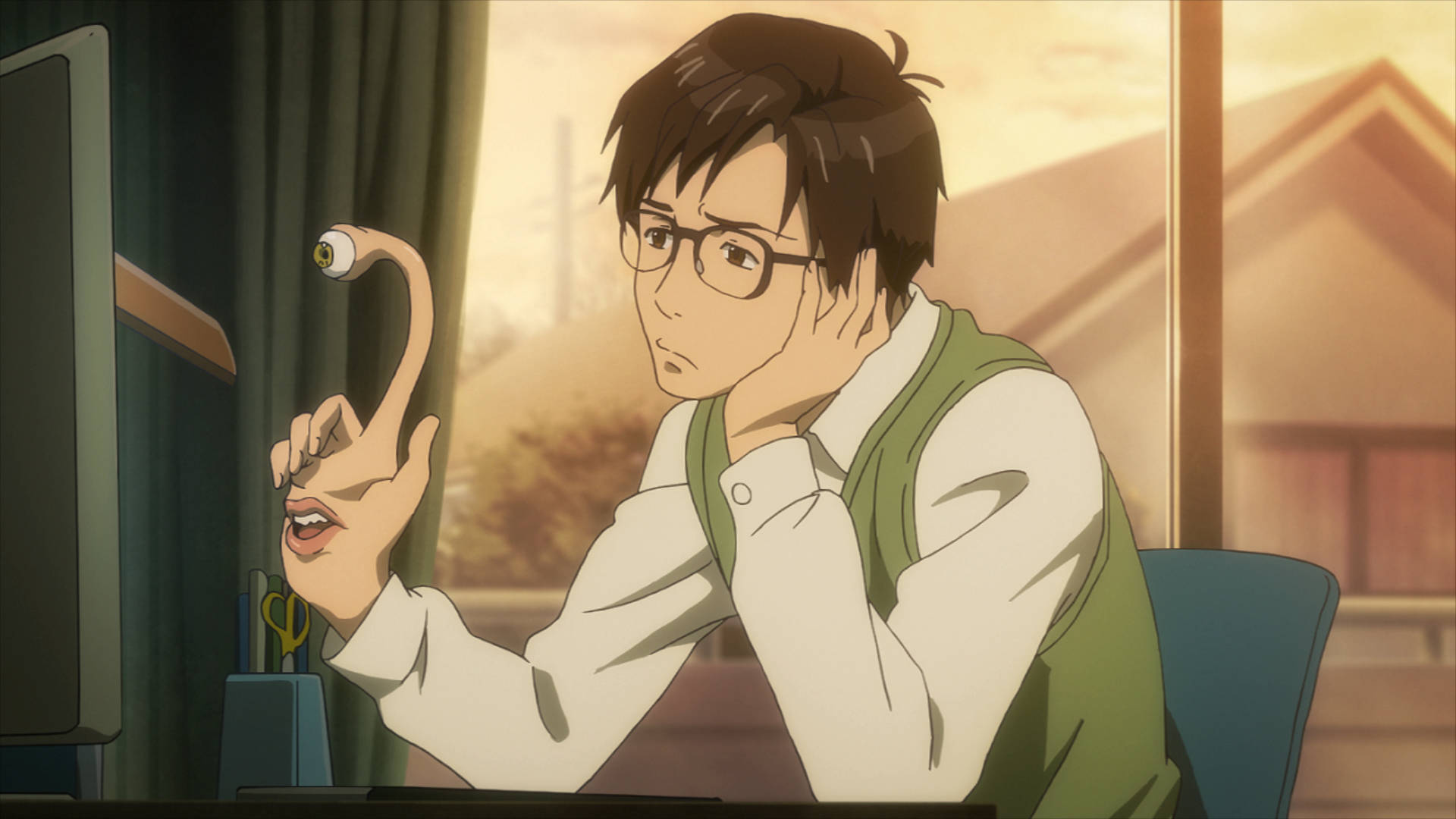 Parasyte, office, glasses, Full HD Desktop Wallpaper