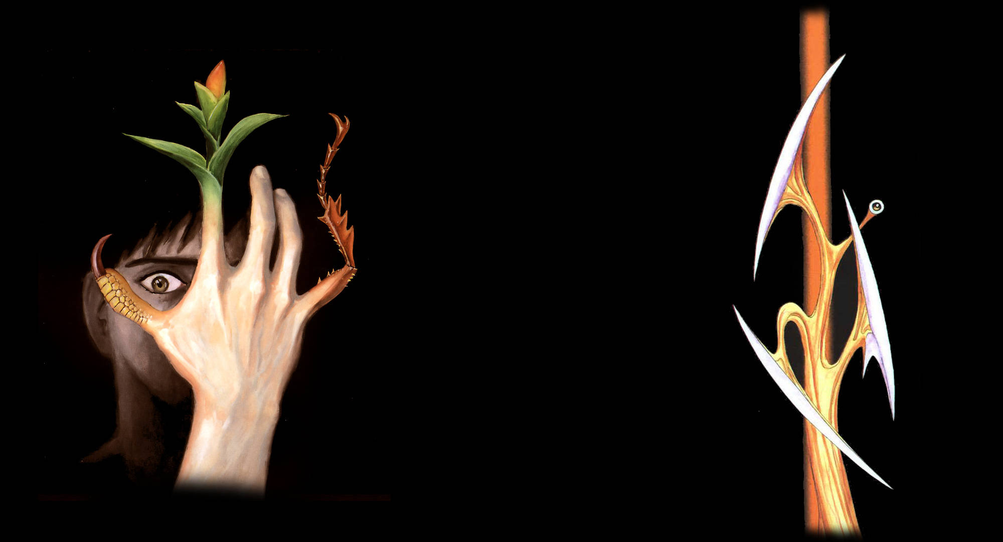 Parasyte, black setting, hand emerging from a face, Full HD Desktop Wallpaper