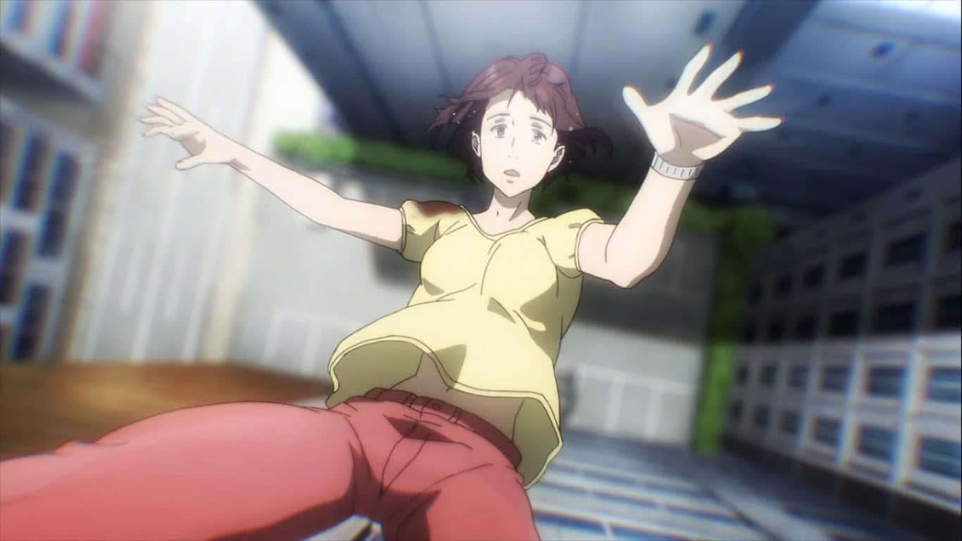 Parasyte Satomi Murano, yellow shirt, red pants, HD Desktop Wallpaper