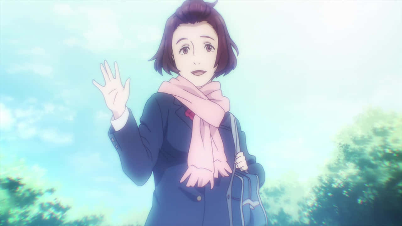 Parasyte Satomi Murano, short brown hair, pink scarf, HD Desktop Wallpaper