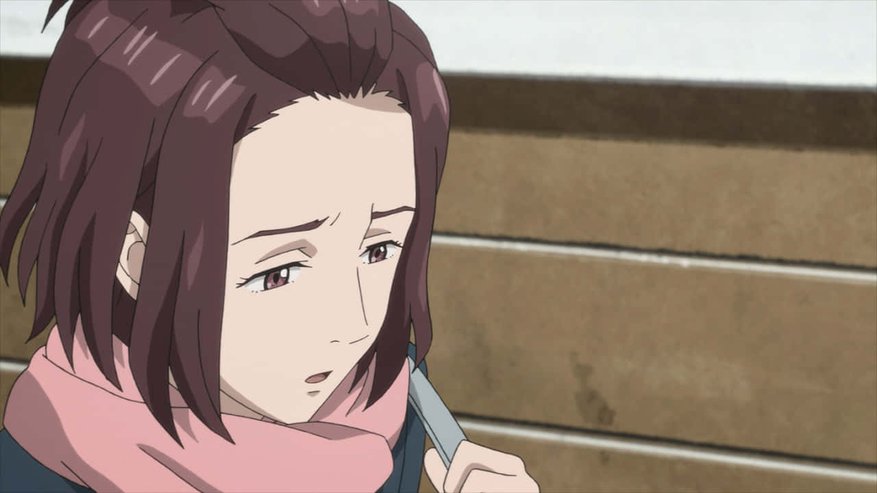 Parasyte Satomi Murano, short brown hair, pink scarf, HD Desktop Wallpaper