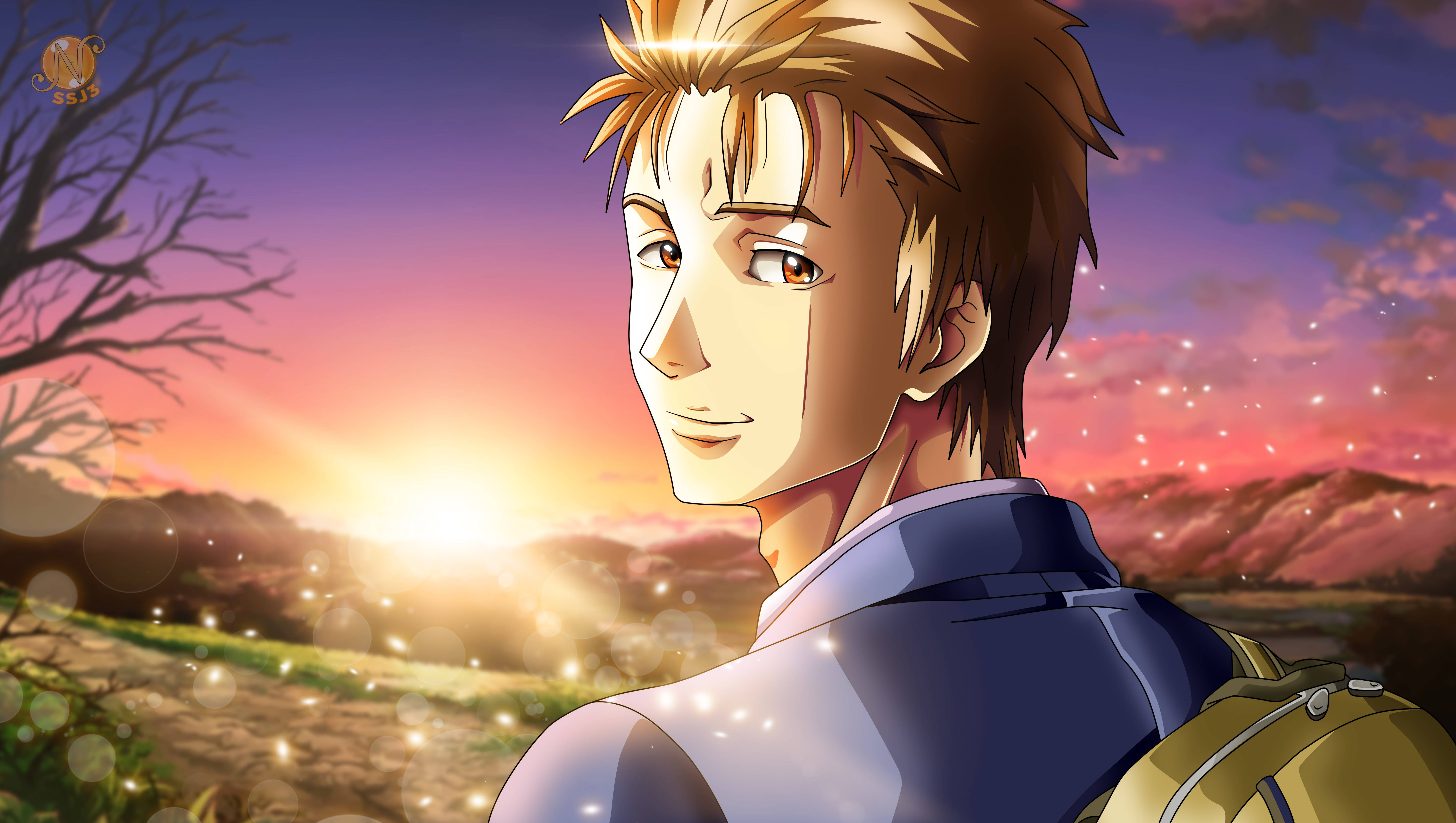 Parasyte, spiky hair, glowing sunset, 5K Desktop Wallpaper