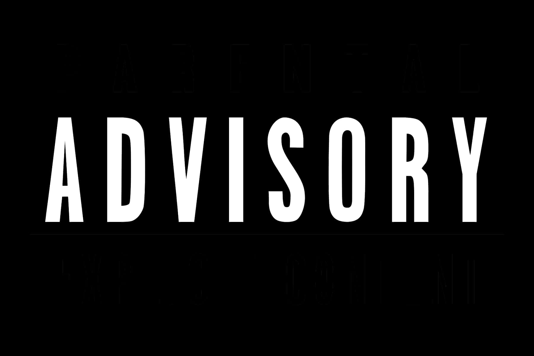 Parental Advisory, white text, solid black background, HD Desktop Wallpaper