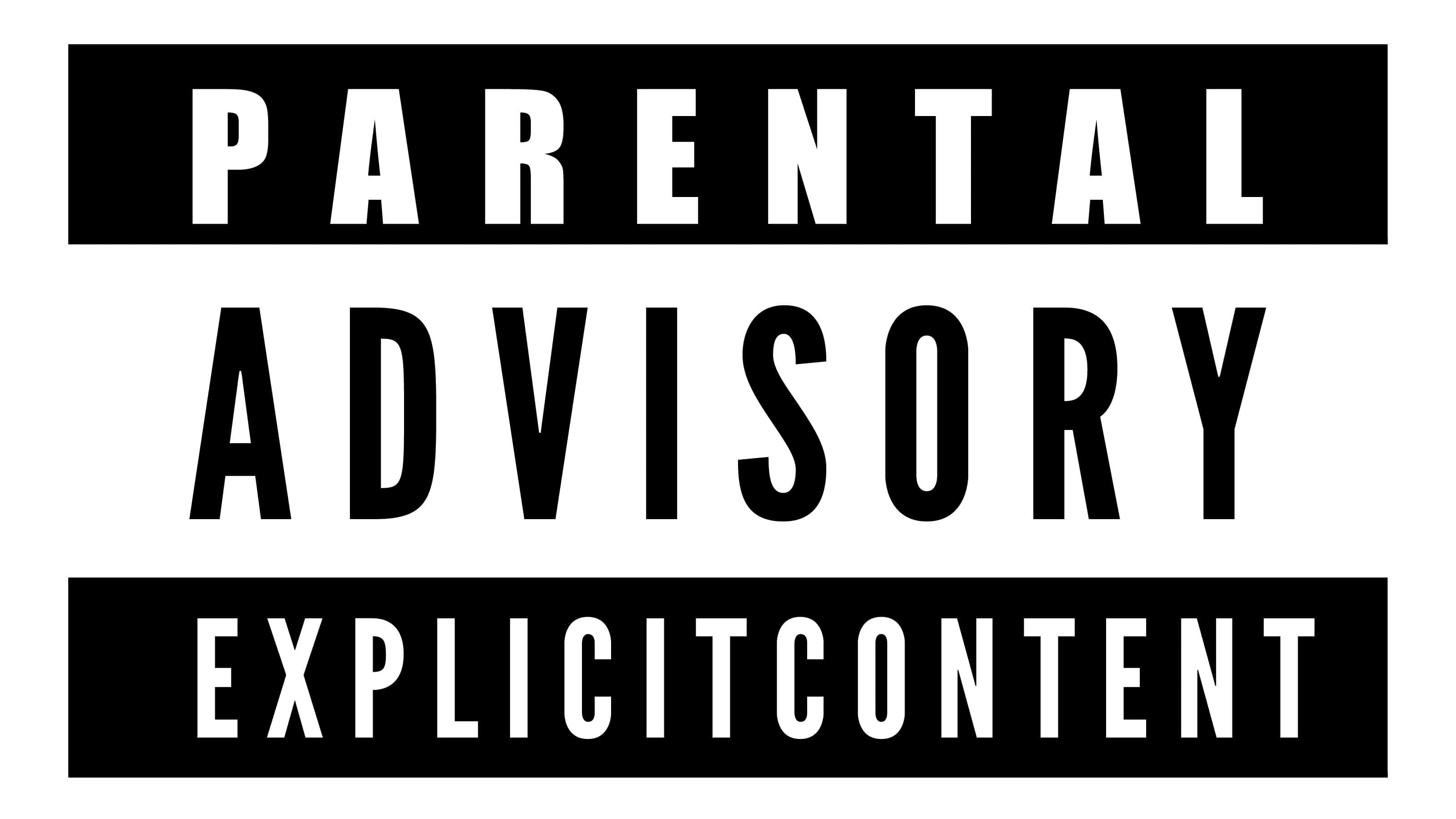 Parental Advisory, black and white, stark typography, 2K Desktop Wallpaper