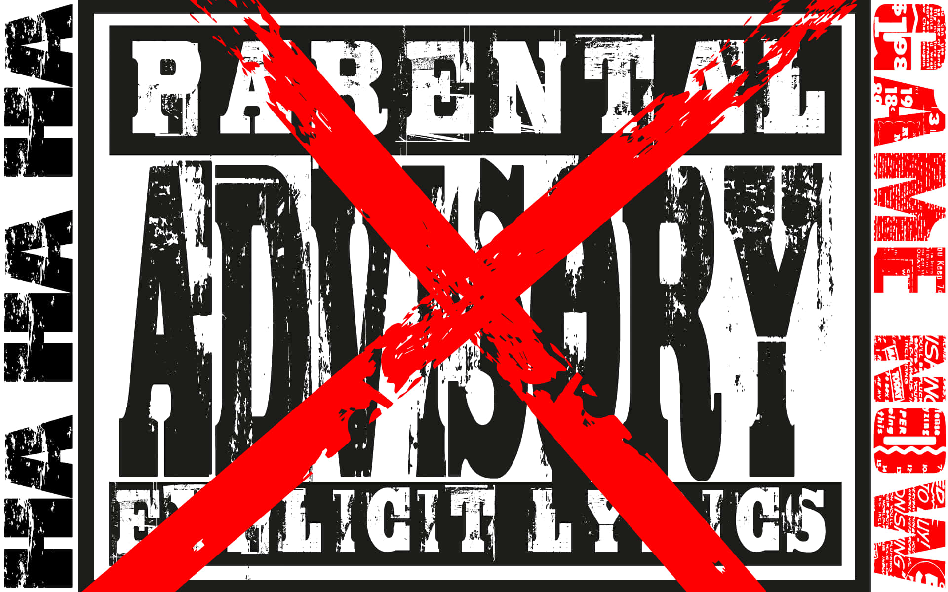 Parental Advisory, red crossed-out text, explicit lyrics, Full HD Desktop Wallpaper